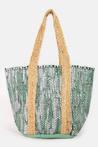 Vibrant Stripes Woven Tote Bag