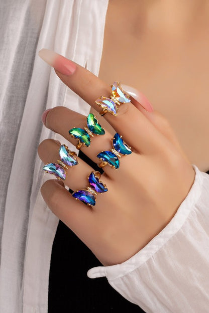 Colorful Glass Butterfly Ring