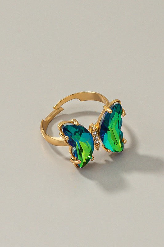 Colorful Glass Butterfly Ring