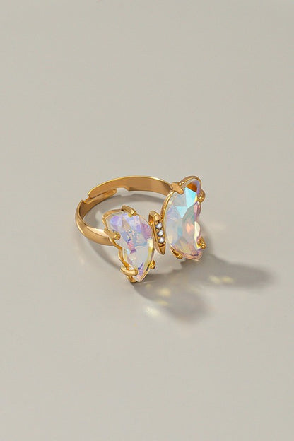 Colorful Glass Butterfly Ring