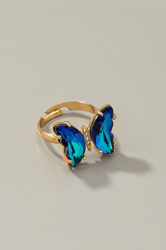 Colorful Glass Butterfly Ring