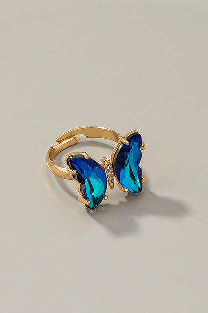 Colorful Glass Butterfly Ring