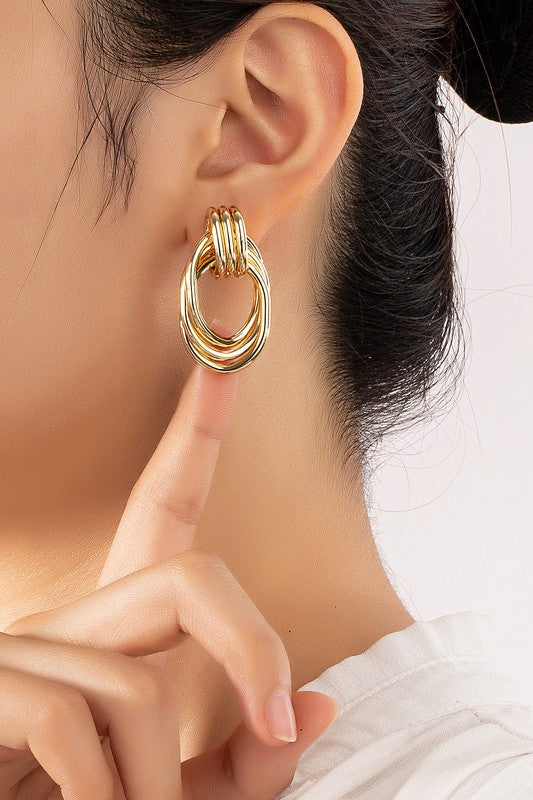 Set of Three Knot and Hoop earrings