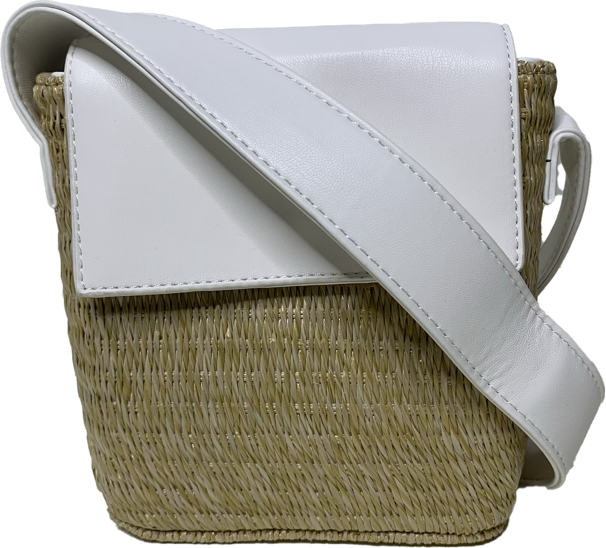 Basket Weave With Faux Nappa Leather Crossbody Bag-The Celeste