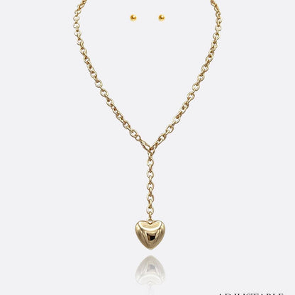 ADJUSTABLE CHAIN PUFFY HEART NECKLACE  K-10047
