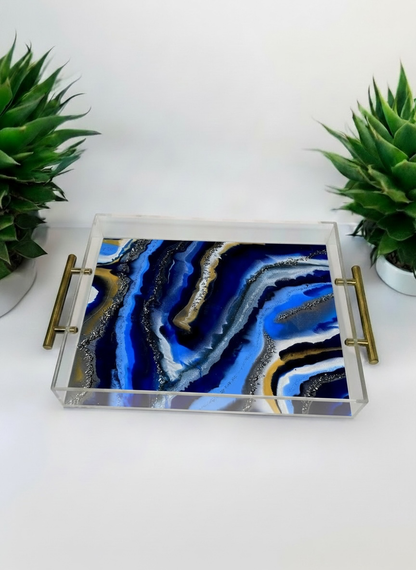 Blue Agate  Acrylic Tray Accent Tray