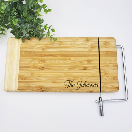 Personalized Cheese Cutting Board with Metal Cheese Cutter