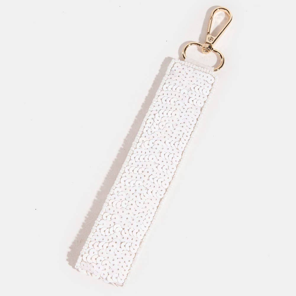 Pickle Baller Seed And Sequin Beaded Keychain