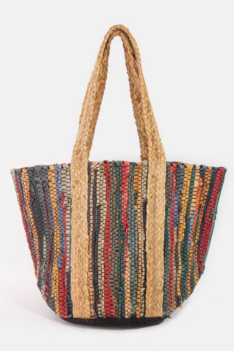 Vibrant Stripes Woven Tote Bag