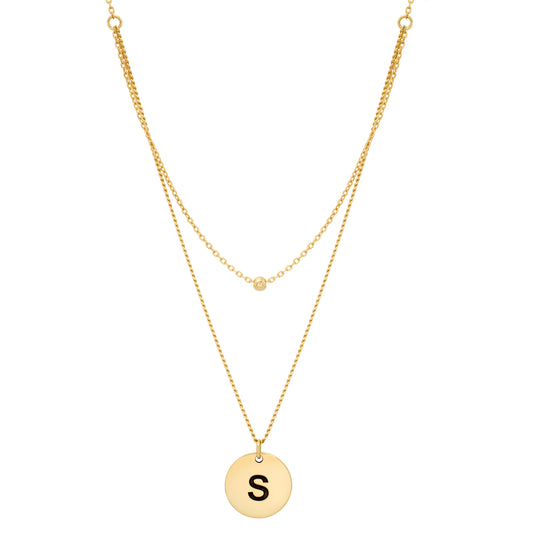 Coin double chain Initial necklace