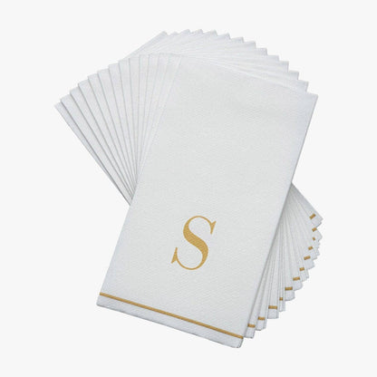 S Gold Monogram Paper Disposable Dinner Napkins | 14 Napkins