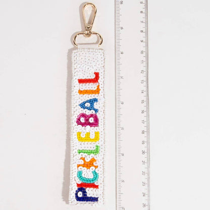 Pickle Baller Seed And Sequin Beaded Keychain