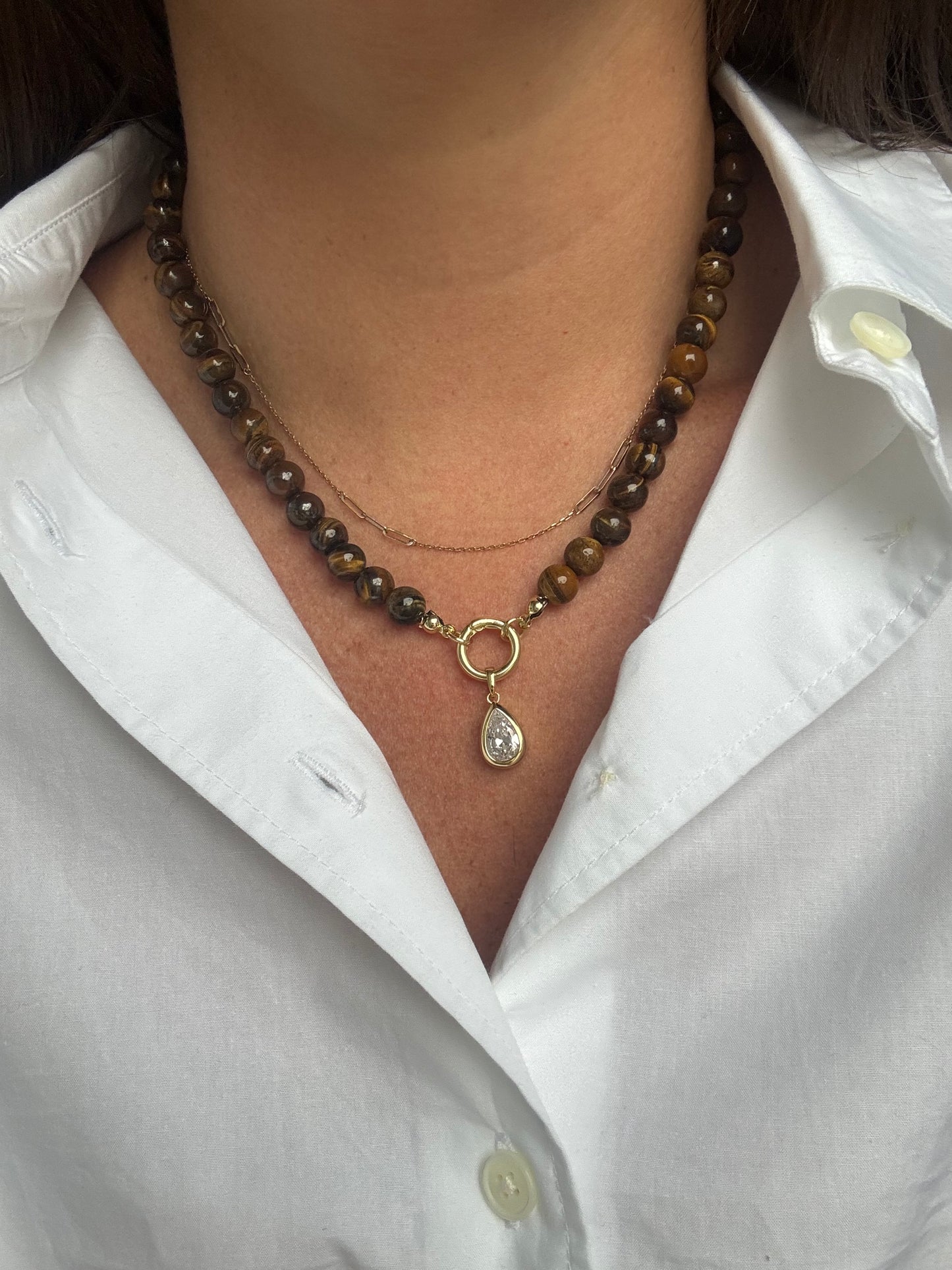 Beaded Bezel Necklace