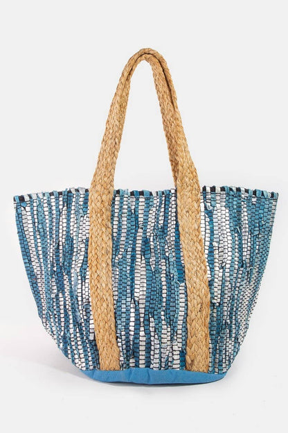 Vibrant Stripes Woven Tote Bag