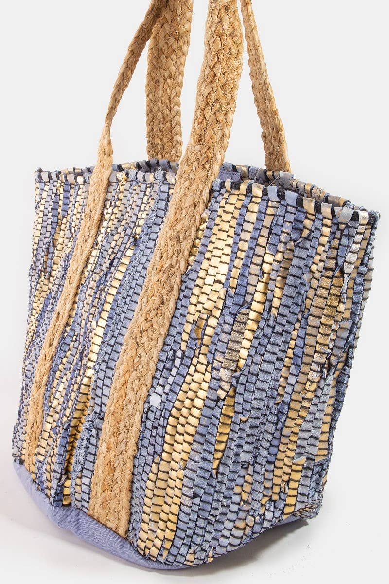 Vibrant Stripes Woven Tote Bag