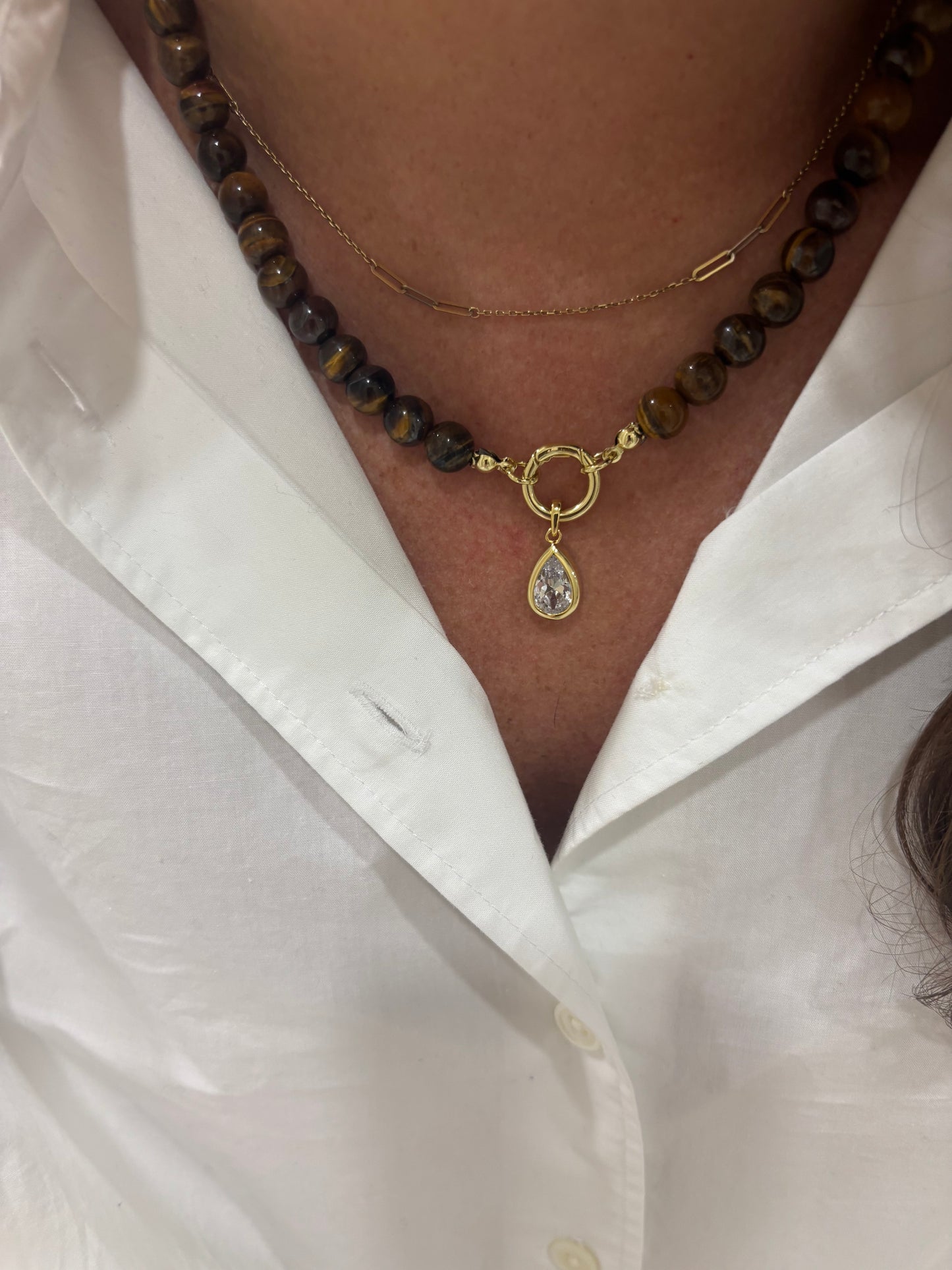 Beaded Bezel Necklace