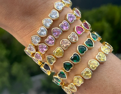 yellow stone Stretchy Bezel Heart Bracelet