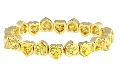 yellow stone Stretchy Bezel Heart Bracelet