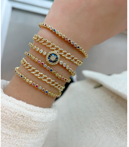 Bezel Tennis Thin Bracelet
