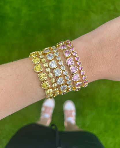 Bezel Heart Tennis Bracelet