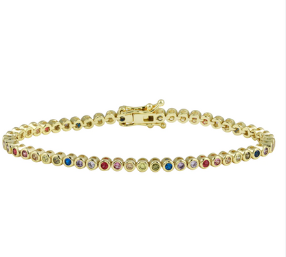 Bezel Tennis Thin Bracelet