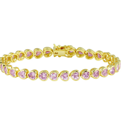 Bezel Heart Tennis Bracelet