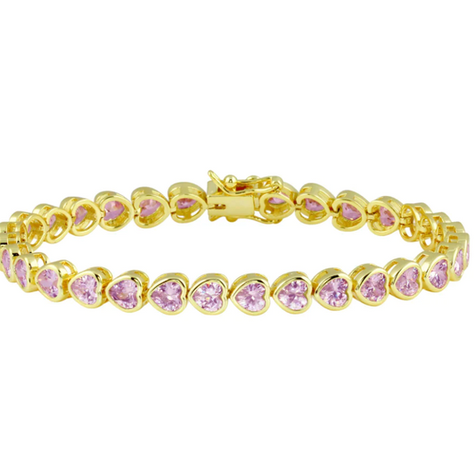 Bezel Heart Tennis Bracelet