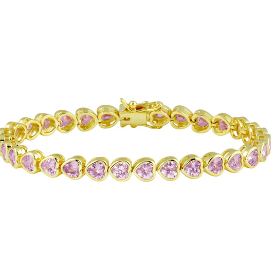 Bezel Heart Thin Tennis Bracelet