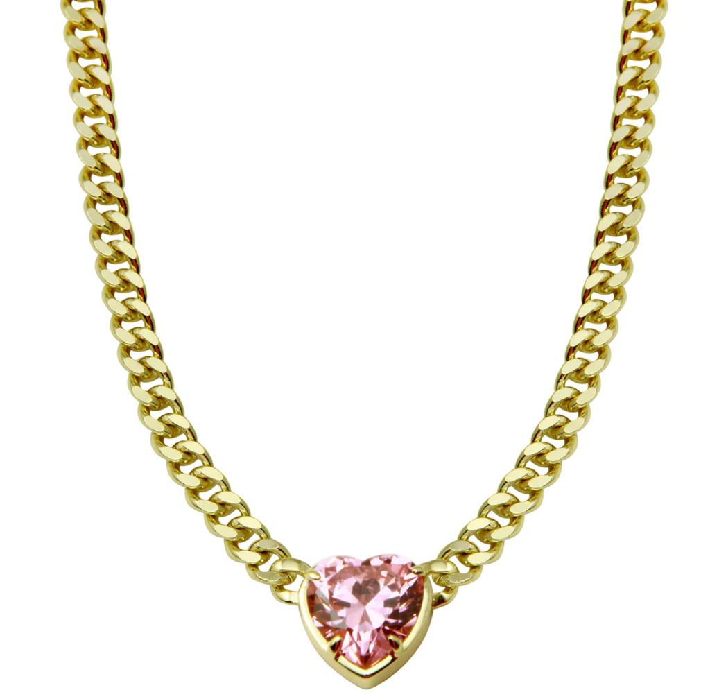 The Pink Heart Cuban Necklace