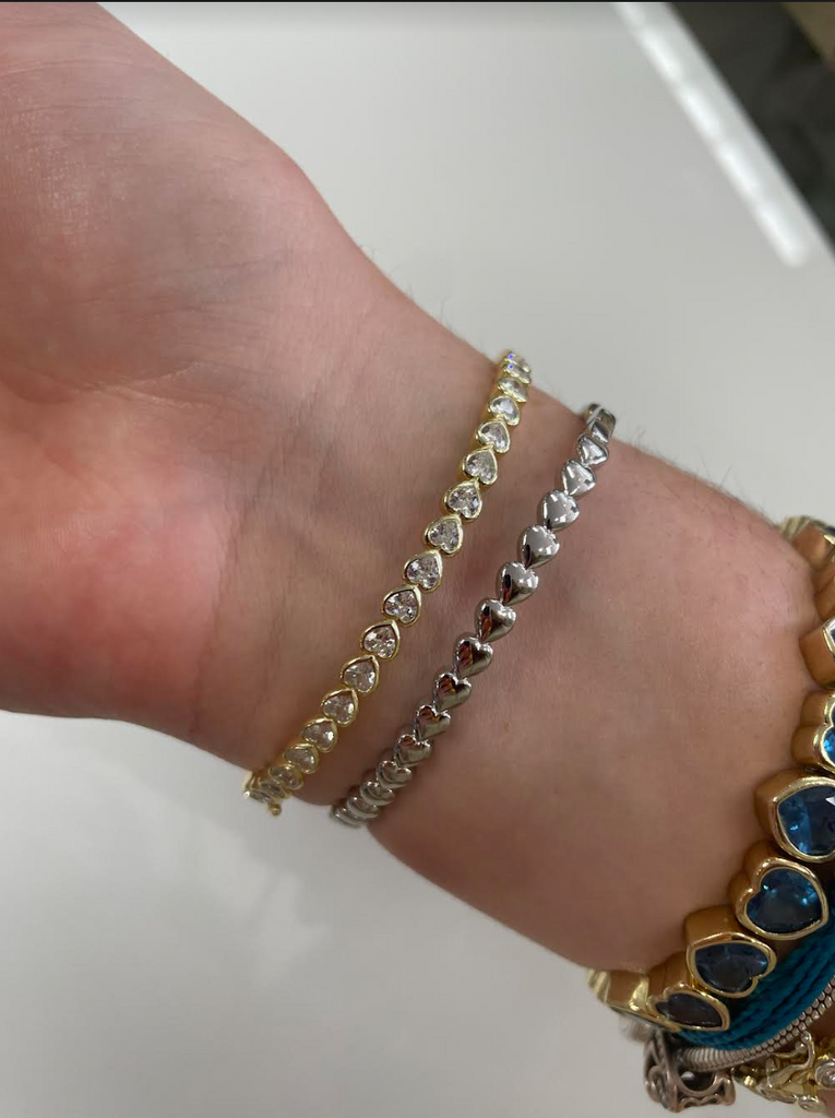 heart cz half and half cuff