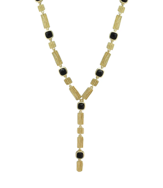 Cora Lariat Necklace Black Onyx