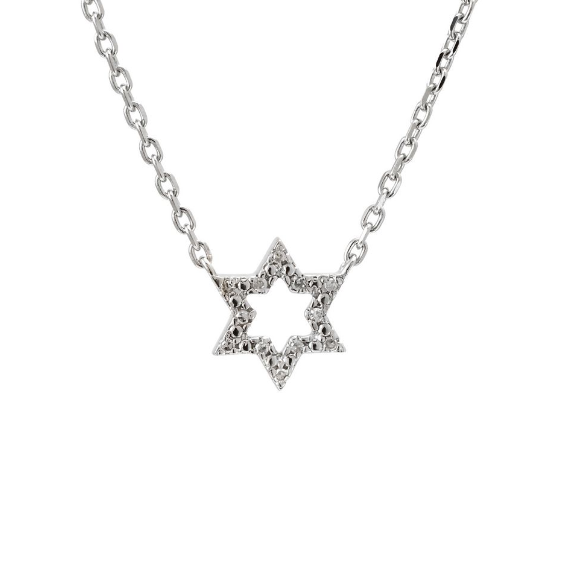 Star of David Silver Diamond Necklace