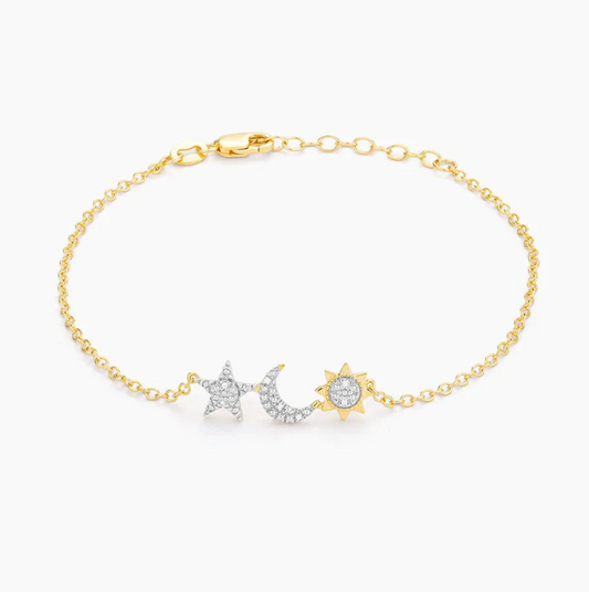 Star, Moon & Sun Chain Bracelet
