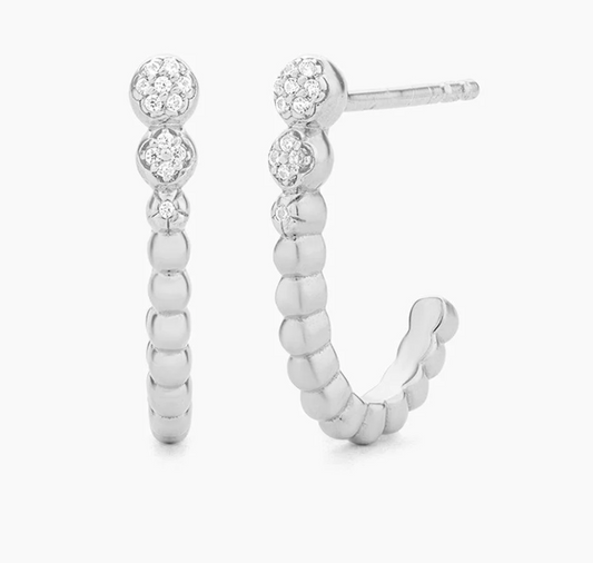 Beaded Diamond Huggie Earrings