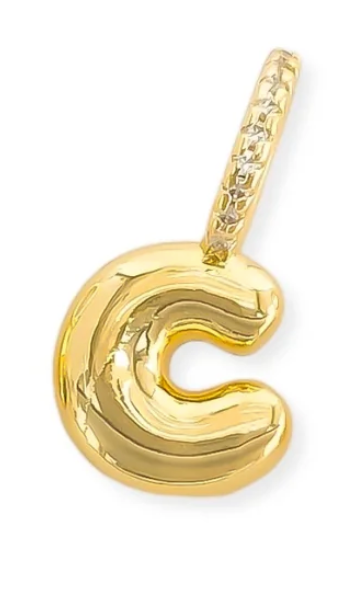 Bubble Initial Necklace on Beaded Chain