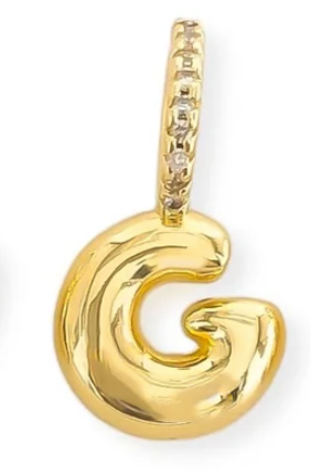 Bubble Initial Necklace on Beaded Chain