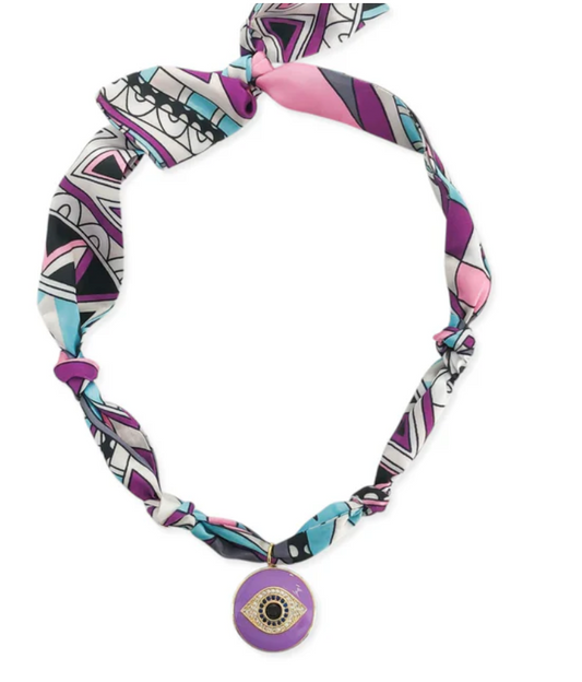 Lavender Eye / Geometric Scarf Charm Necklace