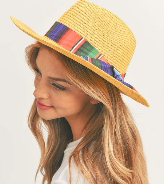 Serape Band Straw Panama Sun Hat