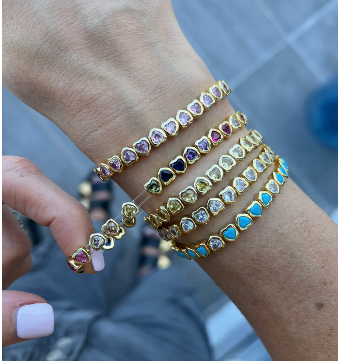 Mini Stretchy Bezel Heart Bracelet