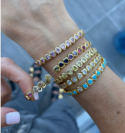 Mini Stretchy Bezel Heart Bracelet