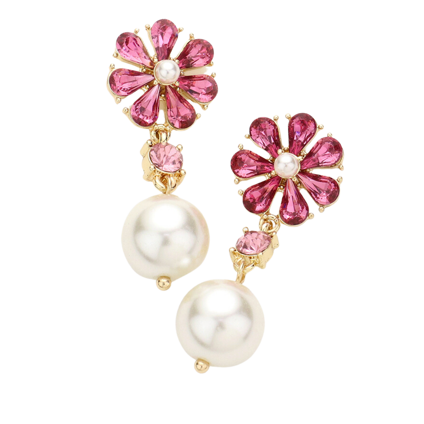 Teardrop Flower Pearl Earrings