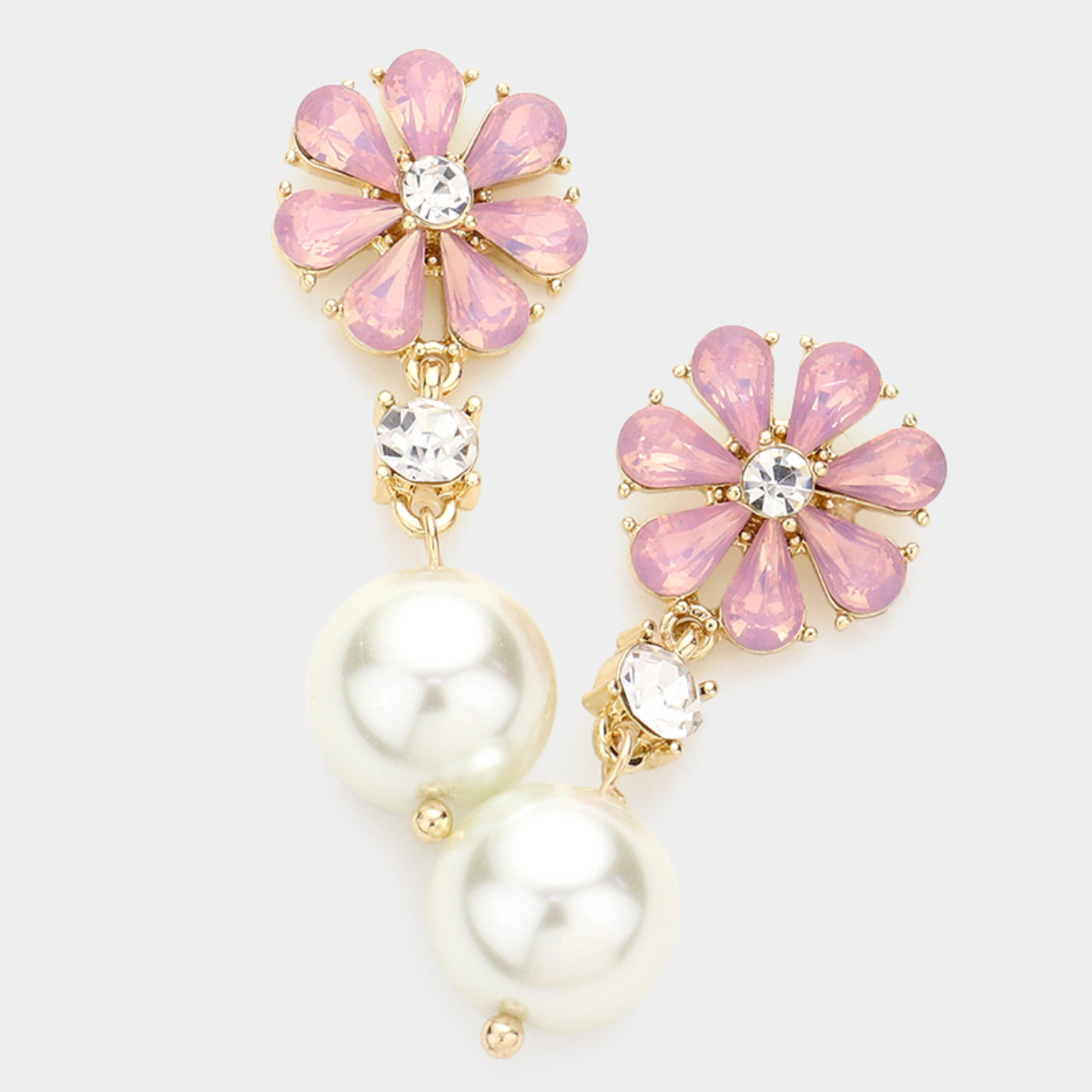Teardrop Flower Pearl Earrings