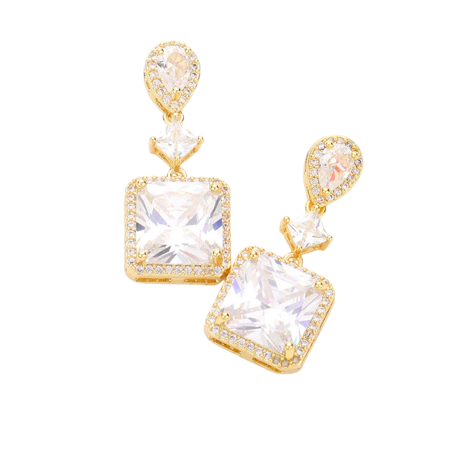 CZ Multi Stone Dangle Earrings