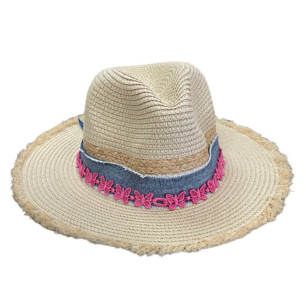 Sweet + Sunday Key West Frayed Pink Butterfly