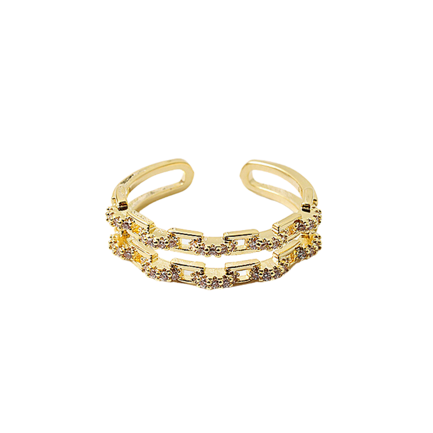 Adjustable Gold Link and CZ Ring