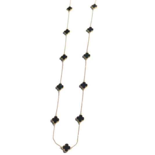 Black Long Clover Necklace