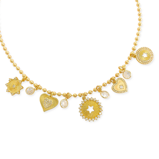 Ball Chain Gold Charm Necklace