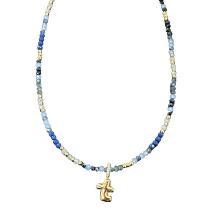 Bubble Initial Necklace on Beaded Chain