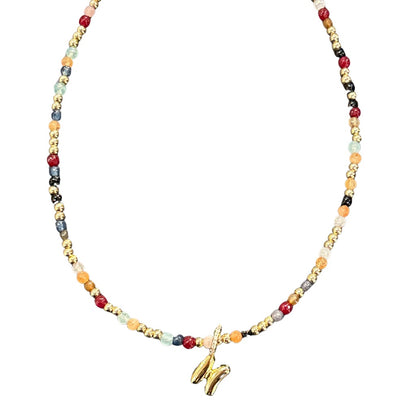 Bubble Initial Necklace on Beaded Chain