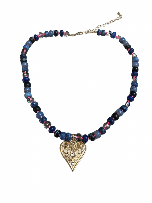 Blue Stone Heart Pendant